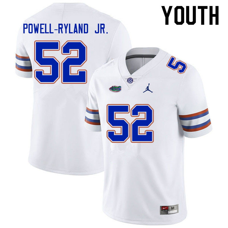 Youth #52 Antwaun Powell-Ryland Jr. Florida Gators College Football Jerseys Sale-White - Click Image to Close